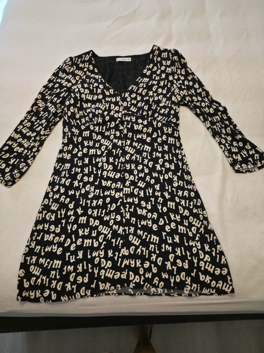 Mango Black Dress with White Letter Print